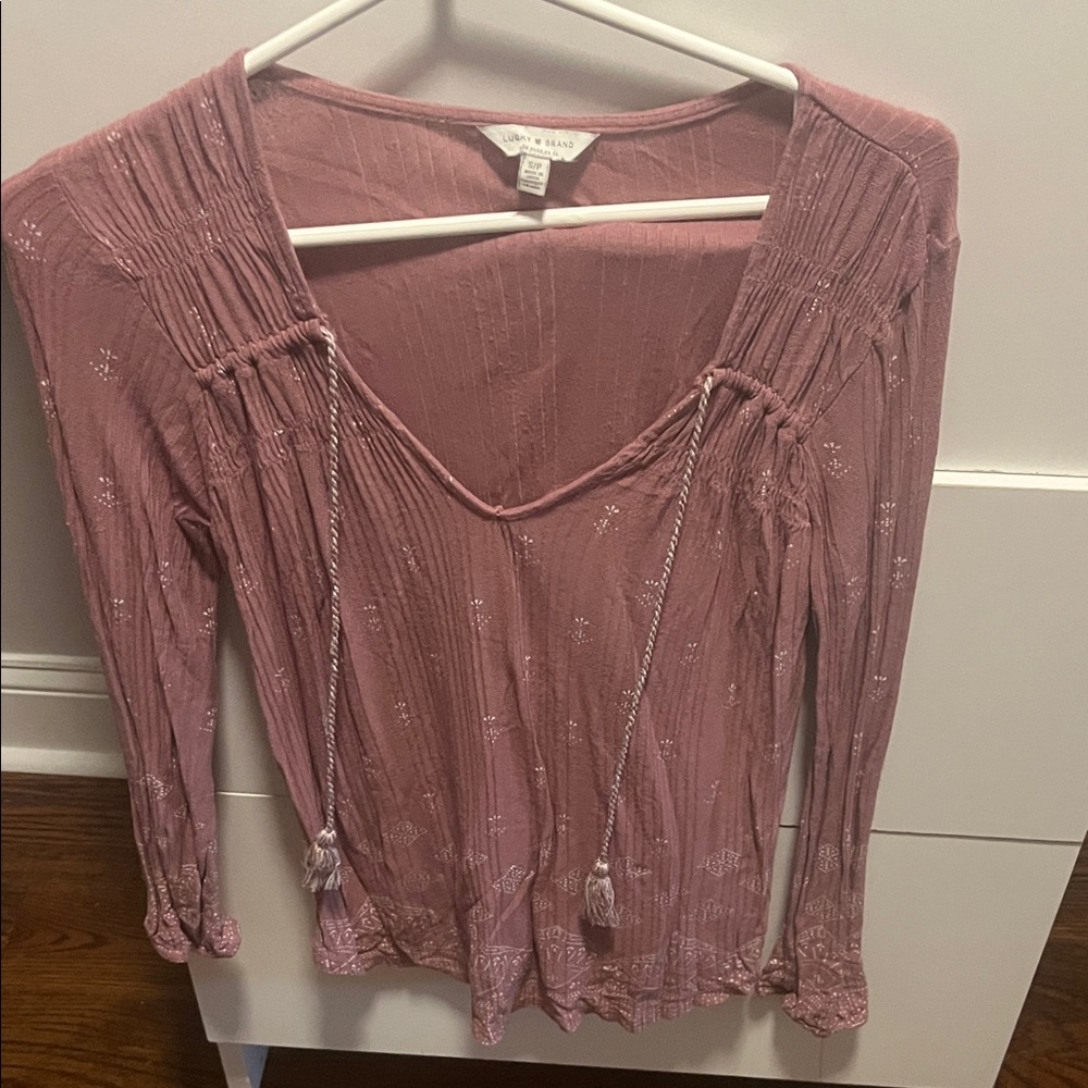 Lucky Brand Pink Long Sleeve Blouse